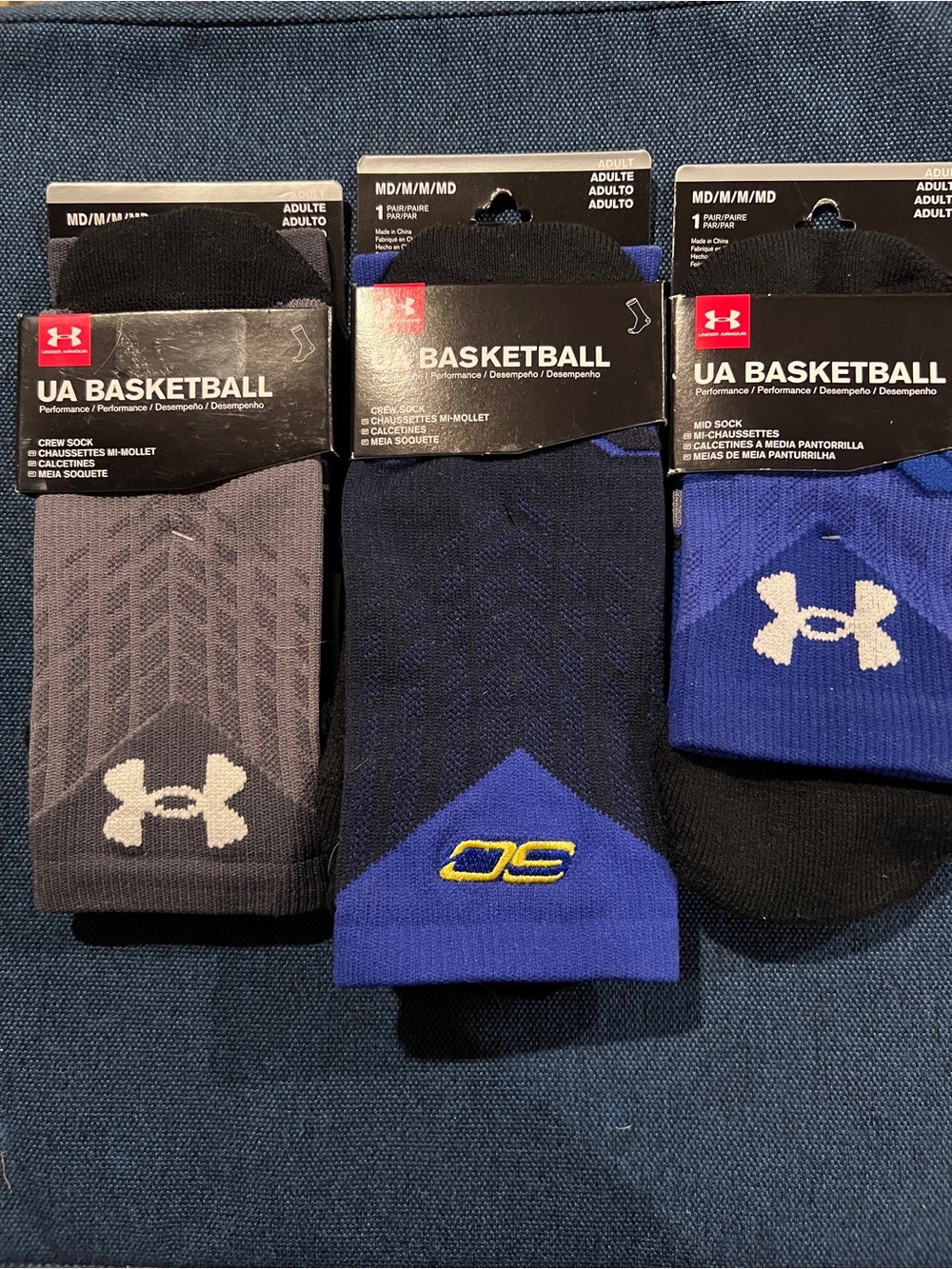 Under Armour Men’s Basketball Socks – Blue, Gray, Black